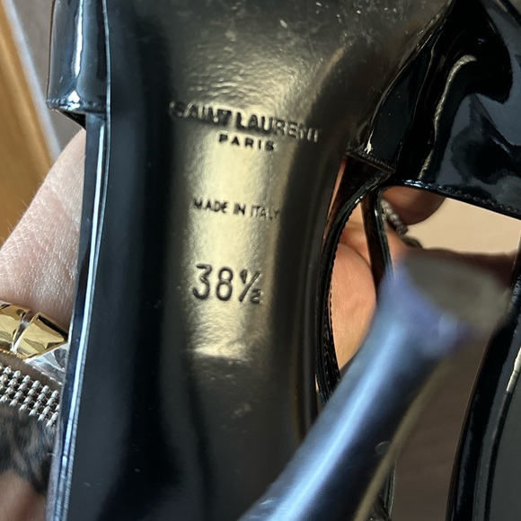 YSL SAINT LAURENT Blade Patent Leather Metallic-Toe Slingback Pumps sz 38.5 8 US - Picture 8 of 13